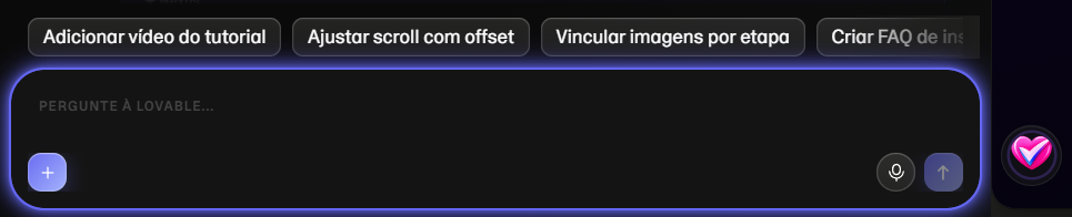 Chat do Lovable destacado com borda azul